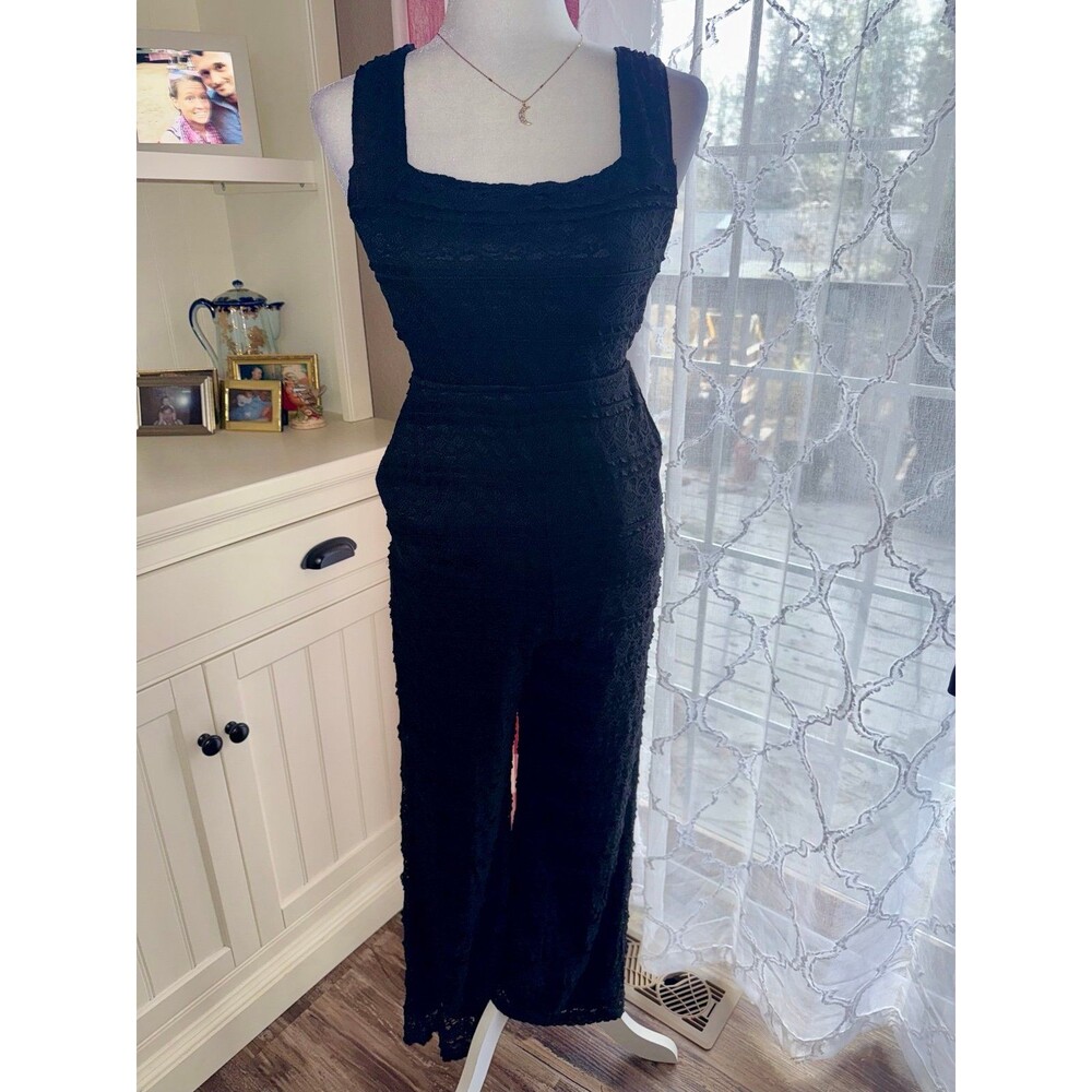 Show Me Your Mumu Black Lace Jumpsuit Judy Wide Leg Sleeveless Size Small